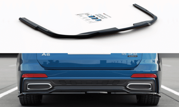 MAXTON DESIGN - Stredový spoiler pod zadný náraznik Audi A6 S-Line Avant C8 , Čierny lesk