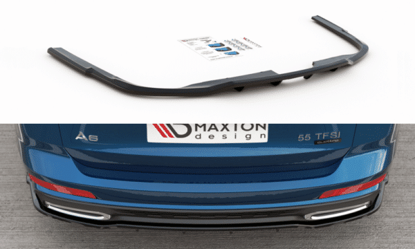 MAXTON DESIGN - Stredový spoiler pod zadný náraznik (with vertical bars) Audi A6 S-Line Avant C8 , Čierny lesk