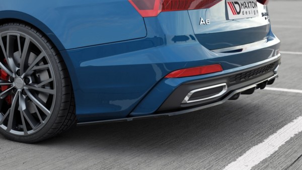 MAXTON DESIGN - Stredový spoiler pod zadný náraznik (with vertical bars) Audi A6 S-Line Avant C8 , Čierny lesk – Obrázok 2