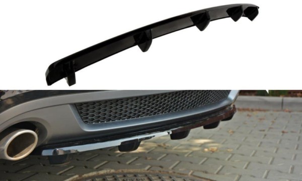 MAXTON DESIGN - Stredový spoiler pod zadný náraznik AUDI A5 S-LINE (with a vertical bar) , Čierny lesk