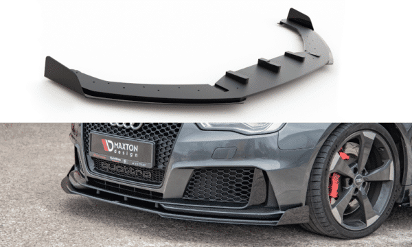 MAXTON DESIGN - Racing Durability Spoiler pod Predný náraznik   + Splitre Audi RS3 8V Sportback , Black + Gloss Flaps