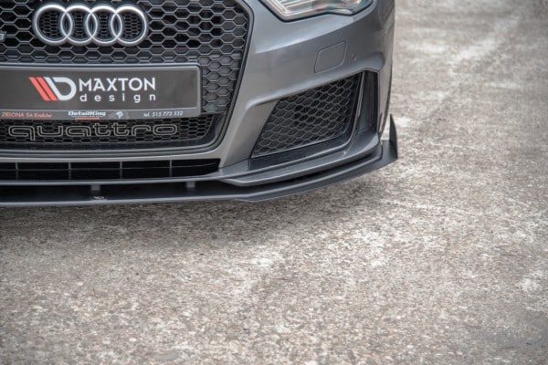 MAXTON DESIGN - Racing Durability Spoiler pod Predný náraznik   + Splitre Audi RS3 8V Sportback , Black + Gloss Flaps – Obrázok 4