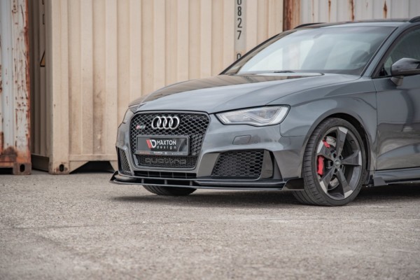 MAXTON DESIGN - Racing Durability Spoiler pod Predný náraznik   + Splitre Audi RS3 8V Sportback , Black + Gloss Flaps – Obrázok 6