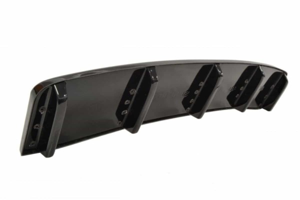 MAXTON DESIGN - Stredový spoiler pod zadný náraznik AUDI A7 S-LINE (FACELIFT) (with vertical bars) , Čierny lesk