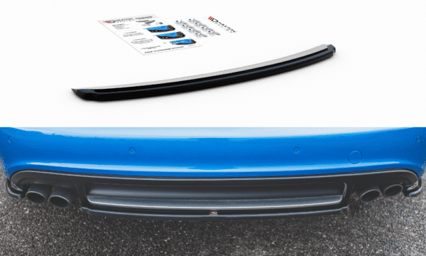 MAXTON DESIGN - Stredový spoiler pod zadný náraznik Audi S4 / A4 S-Line B8 Sedan , Čierny lesk