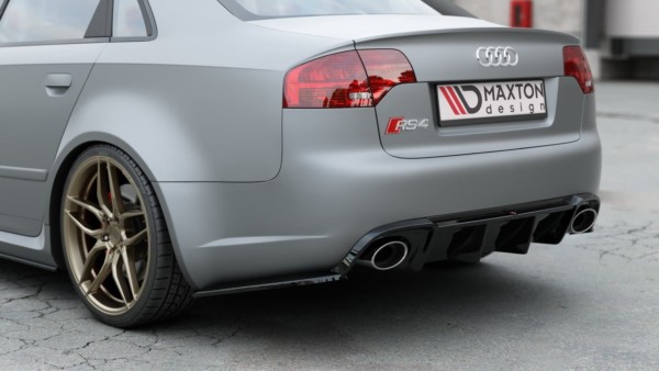 MAXTON DESIGN - Bočné difúzory zadného náraznika V.2 Audi RS4 Sedan B7 , Čierny lesk , – Obrázok 2