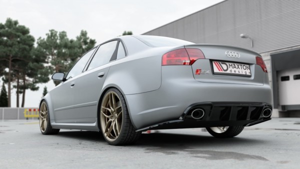 MAXTON DESIGN - Bočné difúzory zadného náraznika V.2 Audi RS4 Sedan B7 , Čierny lesk , – Obrázok 4