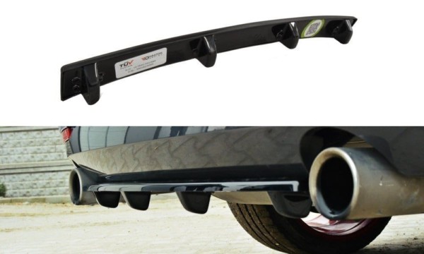 MAXTON DESIGN - Stredový spoiler pod zadný náraznik for BMW 4 F32 M-PACK (with vertical bars) , Čierny lesk 1026