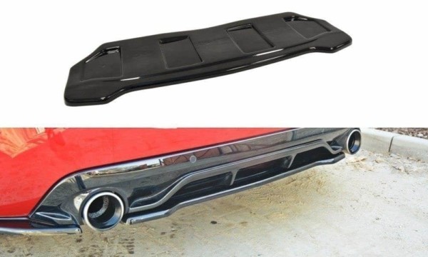 MAXTON DESIGN - Stredový spoiler pod zadný náraznik PEUGEOT 308 II GTI (without vertical bars) , Čierny lesk