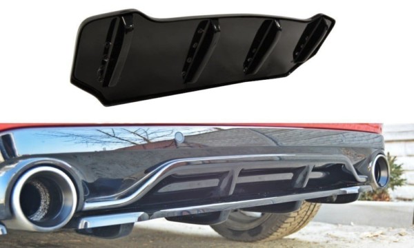 MAXTON DESIGN - Stredový spoiler pod zadný náraznik PEUGEOT 308 II GTI (with vertical bars) , Čierny lesk 1053