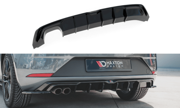 MAXTON DESIGN - Difúzor zadného náraznika  SEAT Leon Mk3 FR Facelift , 
Čierny lesk 
 
,