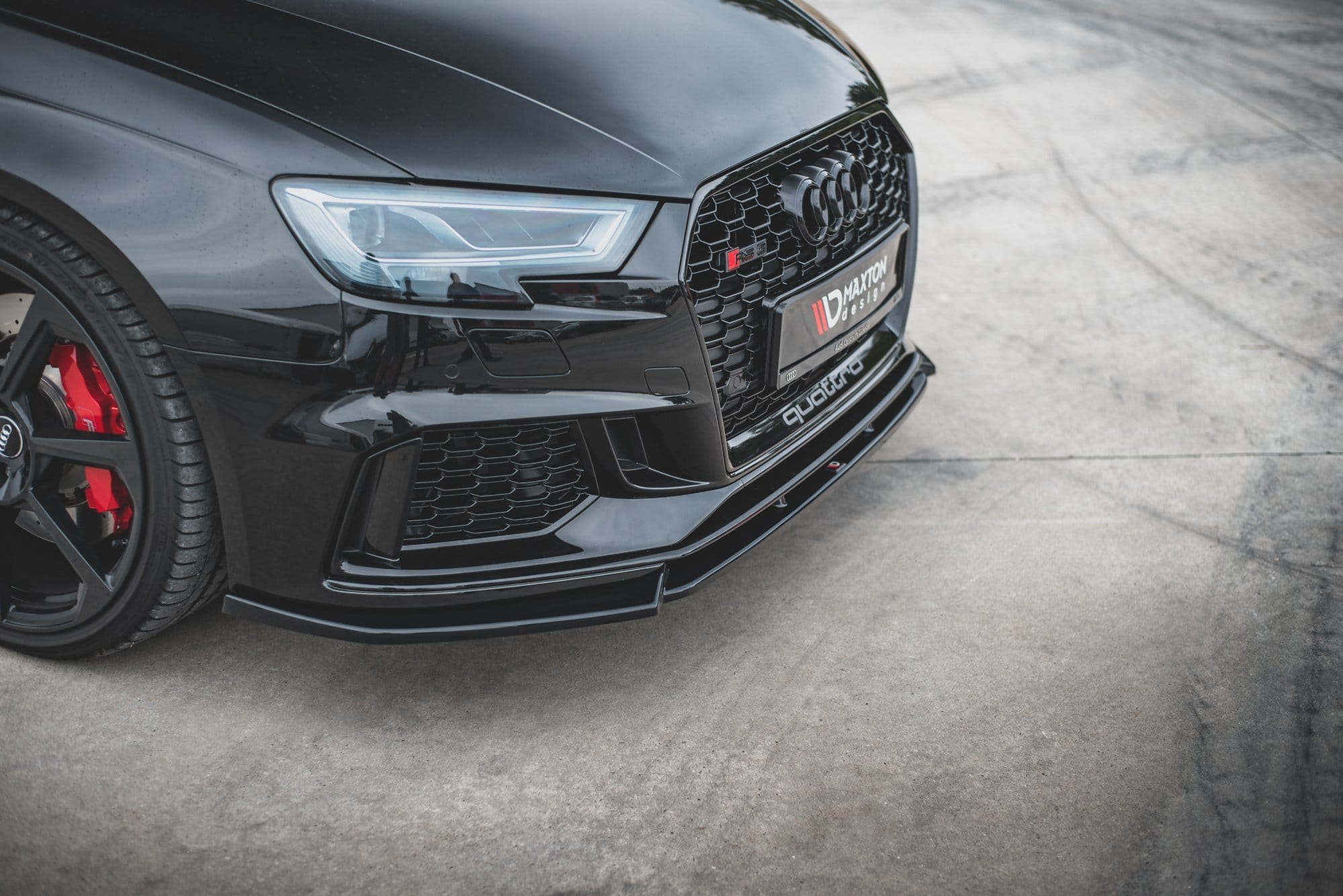 MAXTON DESIGN - Spoiler pod Predný náraznik V.4 Audi RS3 8V FL Sportback , Čierny lesk – Obrázok 2