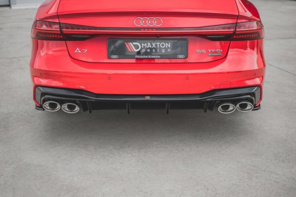 MAXTON DESIGN - Difúzor zadného náraznika  + Výfuk - koncovky Audi A7 C8 S-Line , Čierny lesk  ,Chrome – Obrázok 3