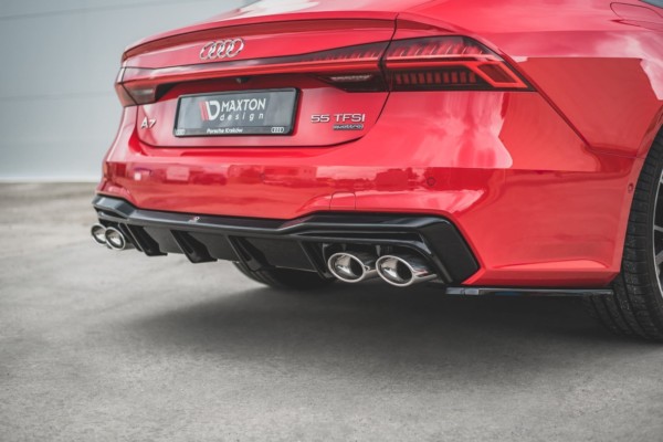 MAXTON DESIGN - Difúzor zadného náraznika  + Výfuk - koncovky Audi A7 C8 S-Line , Čierny lesk  ,Chrome – Obrázok 5