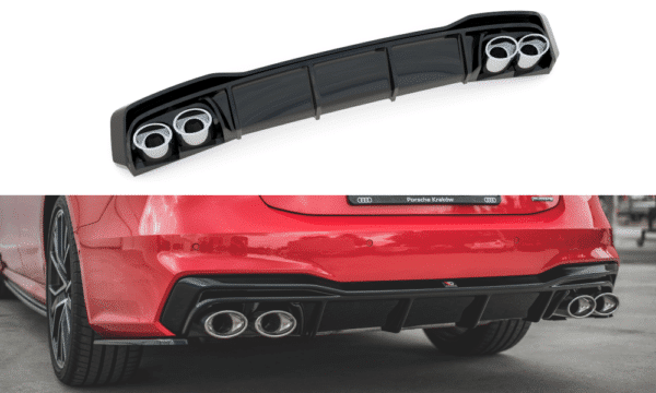 MAXTON DESIGN - Difúzor zadného náraznika  + Výfuk - koncovky Audi A7 C8 S-Line , Čierny lesk 
 
,
Black