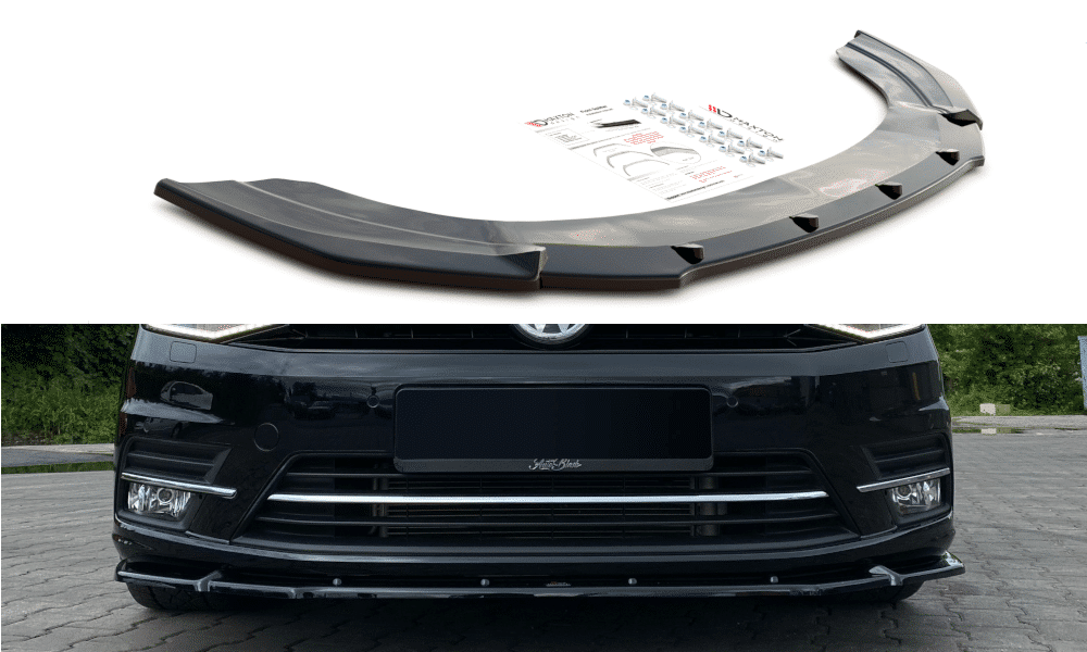 MAXTON DESIGN - Spoiler pod Predný náraznik Volkswagen Caddy Mk. 4 , Čierny lesk