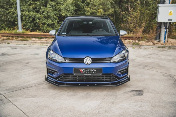 MAXTON DESIGN - Racing Durability Spoiler pod Predný náraznik   + Splitre VW Golf 7 R / R-Line Facelift , Black + Gloss Flaps – Obrázok 2