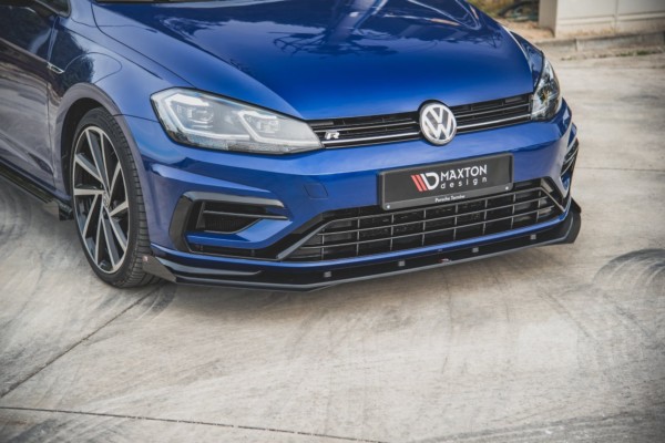 MAXTON DESIGN - Racing Durability Spoiler pod Predný náraznik   + Splitre VW Golf 7 R / R-Line Facelift , Black + Gloss Flaps – Obrázok 4