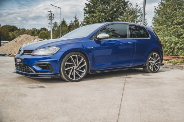 MAXTON DESIGN - Racing Durability Lišty pod prahy + Splitre VW Golf 7 R / R-Line Facelift , Black + Gloss Flaps – Obrázok 2