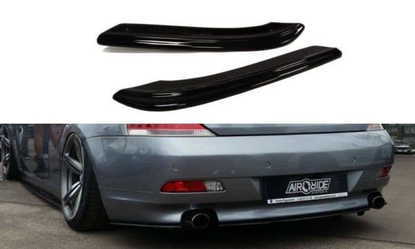 MAXTON DESIGN - Bočné difúzory zadného náraznika BMW 6 E63 / E64 (PREFACE MODEL) , Čierny lesk