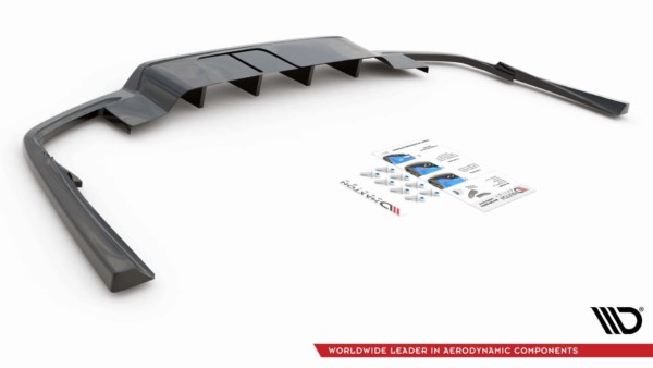 MAXTON DESIGN - Stredový spoiler pod zadný náraznik (with vertical bars) Volvo S60 R-Design Mk3 , Čierny lesk – Obrázok 7