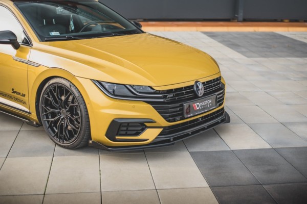 MAXTON DESIGN - Racing Durability Spoiler pod Predný náraznik   + Splitre Volkswagen Arteon R-Line , Black + Gloss Flaps – Obrázok 2