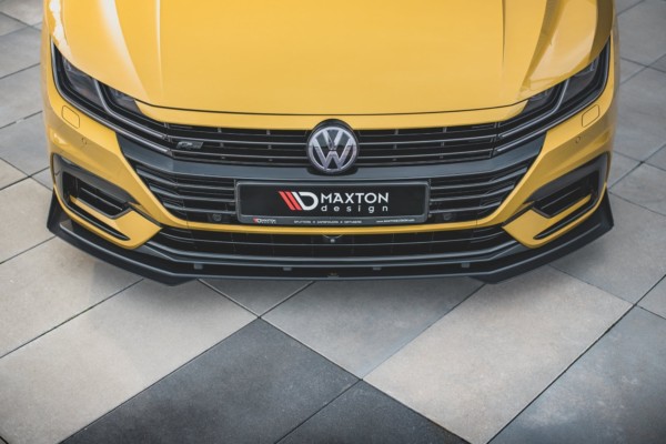 MAXTON DESIGN - Racing Durability Spoiler pod Predný náraznik   + Splitre Volkswagen Arteon R-Line , Black + Gloss Flaps – Obrázok 4