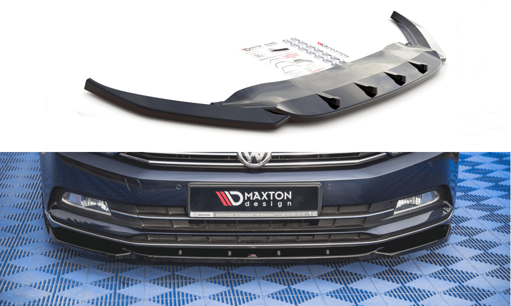 MAXTON DESIGN - Spoiler pod Predný náraznik V.1 Volkswagen Passat B8 , Čierny lesk ,