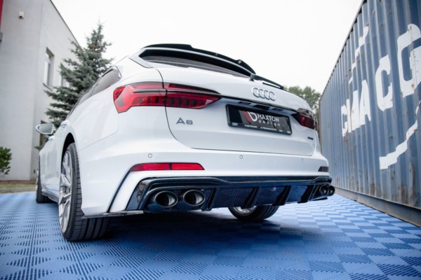 MAXTON DESIGN - Difúzor zadného náraznika  + Výfuk - koncovky Audi A6 C8 S-Line , Čierny lesk  ,Chrome – Obrázok 2