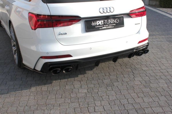 MAXTON DESIGN - Difúzor zadného náraznika  + Výfuk - koncovky Audi A6 C8 S-Line , Čierny lesk  ,Chrome – Obrázok 6