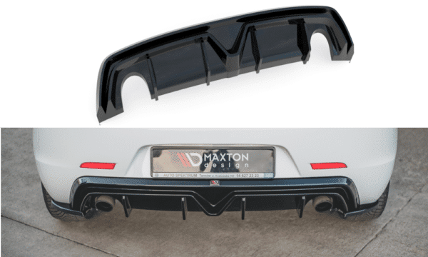 MAXTON DESIGN - Difúzor zadného náraznika  Alfa Romeo Giulietta Facelift (Výfuk On Both Sides Version) , Čierny lesk  ,