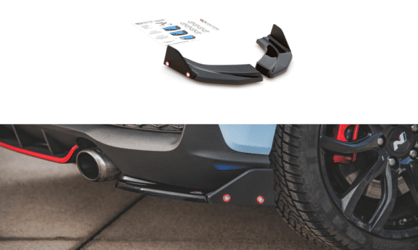 MAXTON DESIGN - Bočné difúzory zadného náraznika + Splitre V.6 Hyundai I30 N Mk3 Hatchback , Čierny lesk ,