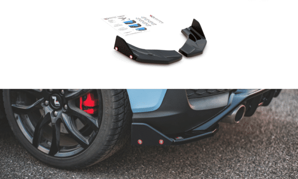 MAXTON DESIGN - Bočné difúzory zadného náraznika + Splitre V.7 Hyundai I30 N Mk3 Hatchback , Čierny lesk ,