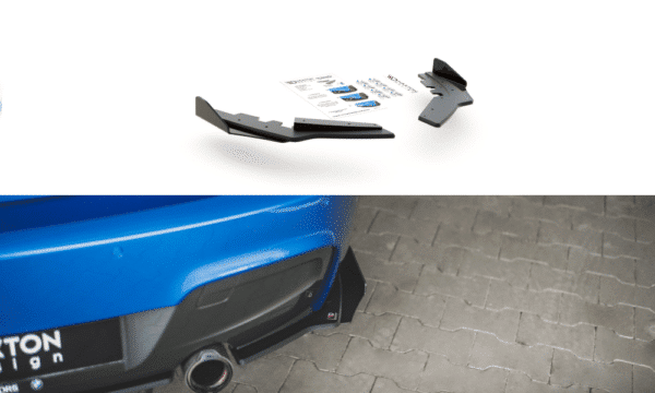 MAXTON DESIGN - Racing Durability Bočné difúzory zadného náraznika + Splitre vhodné pre BMW M135i F20 , Black + Gloss Flaps