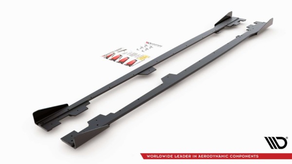 MAXTON DESIGN - Racing Durability Lišty pod prahy + Splitre vhodné pre BMW 1 F21 M135i / M140i / M-Pack , Black + Gloss Flaps – Obrázok 6