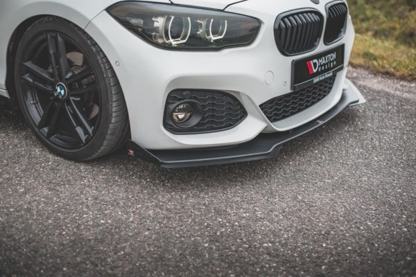 MAXTON DESIGN - Racing Durability Spoiler pod Predný náraznik V.3 + Splitre for vhodné pre BMW 1 F20 M-Pack Facelift / M140i , Black + Gloss Flaps – Obrázok 4