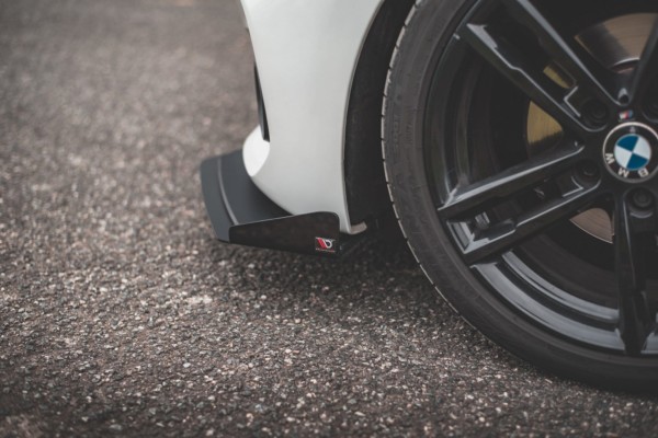 MAXTON DESIGN - Racing Durability Spoiler pod Predný náraznik V.3 + Splitre for vhodné pre BMW 1 F20 M-Pack Facelift / M140i , Black + Gloss Flaps – Obrázok 5