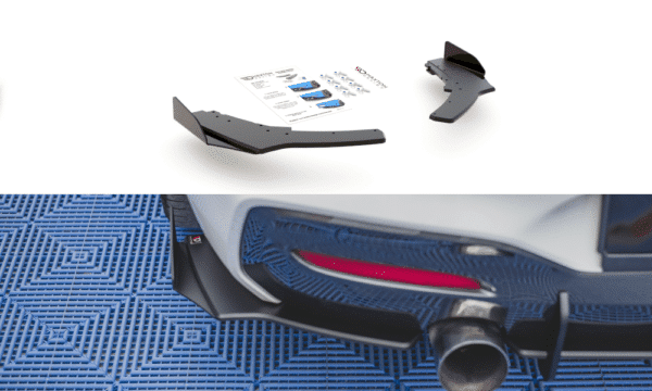 MAXTON DESIGN - Racing Durability Bočné difúzory zadného náraznika V.2 + Splitre for vhodné pre BMW 1 F20 M-Pack Facelift / M140i , Black + Gloss Flaps