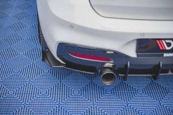 MAXTON DESIGN - Racing Durability Bočné difúzory zadného náraznika V.2 + Splitre for vhodné pre BMW 1 F20 M-Pack Facelift / M140i , Black + Gloss Flaps – Obrázok 3