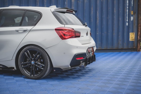 MAXTON DESIGN - Racing Durability Bočné difúzory zadného náraznika V.2 + Splitre for vhodné pre BMW 1 F20 M-Pack Facelift / M140i , Black + Gloss Flaps – Obrázok 4