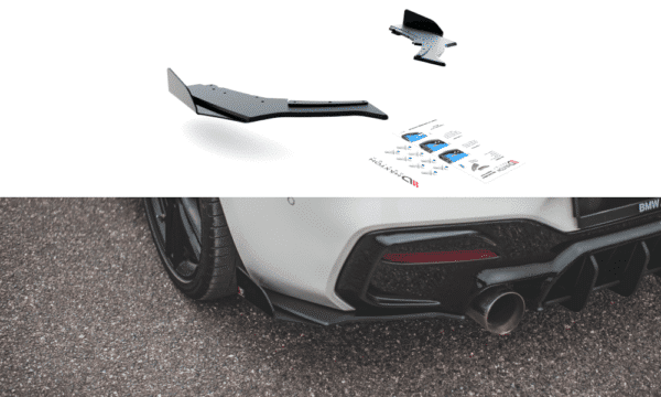 MAXTON DESIGN - Racing Durability Bočné difúzory zadného náraznika V.3 + Splitre for vhodné pre BMW 1 F20 M-Pack Facelift / M140i , Black + Gloss Flaps