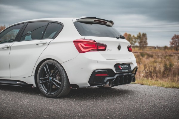 MAXTON DESIGN - Racing Durability Bočné difúzory zadného náraznika V.3 + Splitre for vhodné pre BMW 1 F20 M-Pack Facelift / M140i , Black + Gloss Flaps – Obrázok 2