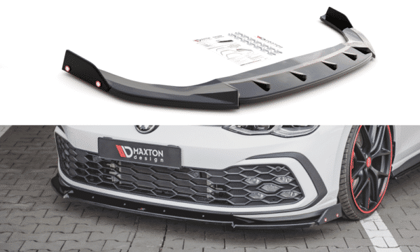 MAXTON DESIGN - Spoiler pod Predný náraznik   + Splitre V.3 Volkswagen Golf 8 GTI , Čierny lesk 


 Plus