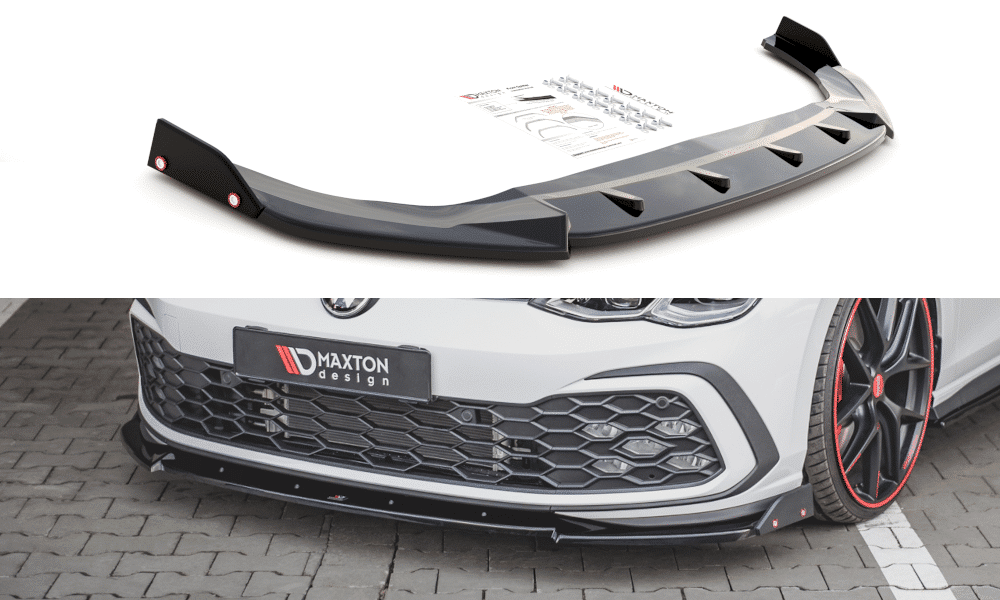 MAXTON DESIGN - Spoiler pod Predný náraznik + Splitre V.3 Volkswagen Golf 8 GTI , Čierny lesk
Plus