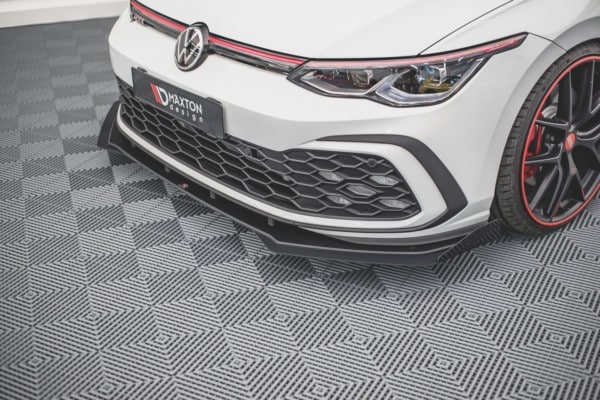 MAXTON DESIGN - Racing Durability Spoiler pod Predný náraznik   + Splitre Volkswagen Golf 8 GTI , Black + Gloss Flaps – Obrázok 2