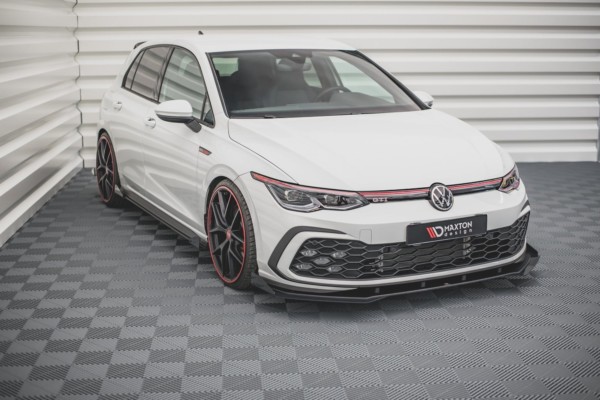 MAXTON DESIGN - Racing Durability Spoiler pod Predný náraznik   + Splitre Volkswagen Golf 8 GTI , Black + Gloss Flaps – Obrázok 4