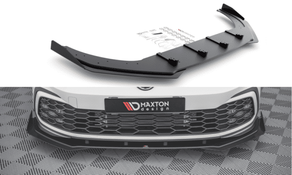 MAXTON DESIGN - Racing Durability Spoiler pod Predný náraznik   + Splitre Volkswagen Golf 8 GTI , Black + Gloss Flaps
