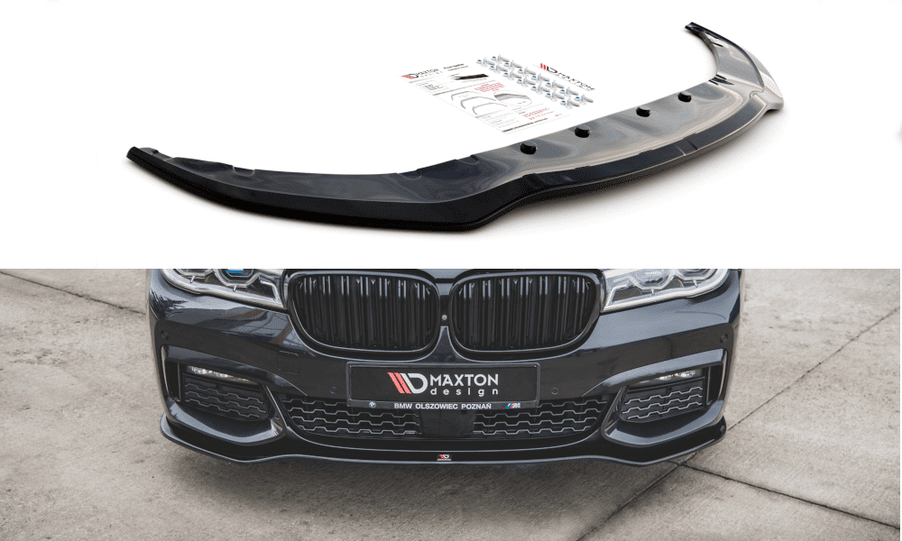 MAXTON DESIGN - Spoiler pod Predný náraznik V.1 for vhodné pre BMW 7 M-Pack G11 , Čierny lesk