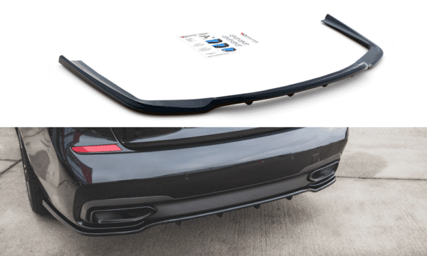 MAXTON DESIGN - Stredový spoiler pod zadný náraznik (with vertical bars) for vhodné pre BMW 7 M-Pack G11 , Čierny lesk