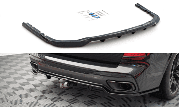 MAXTON DESIGN - Stredový spoiler pod zadný náraznik (with vertical bars) vhodné pre BMW X7 M G07 , Čierny lesk